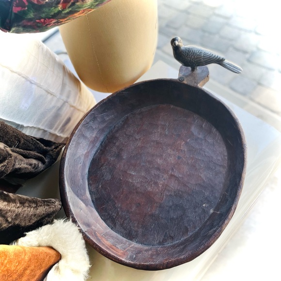 JAN BARBOGLIOBergdorf Goodman Primitive Wood Large Hand-Carved Bird Bowl